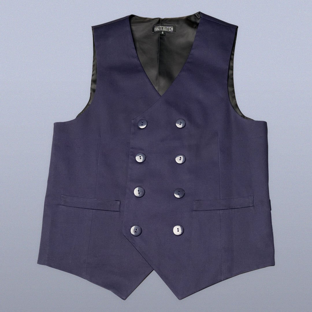 Yeoman Twill Double Breasted Vest - HAUTEBUTCH - Butch Fashions, Butch wedding, Dapper Butch, girlswholikegirls, Holiday attire, holiday outfit butch women, holiday outfit tomboys, Lesbian wedding, Lesbian wedding attire, spo-default, spo-enabled, spo-notify-me-disabled, Tailored Vests, Tomboy Style Bow Ties, vest, waistcoat, wedding attire