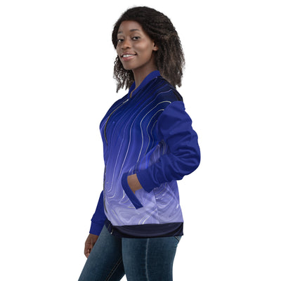 HauteButch Blue Abstract Unisex Bomber Jacket - HAUTEBUTCH