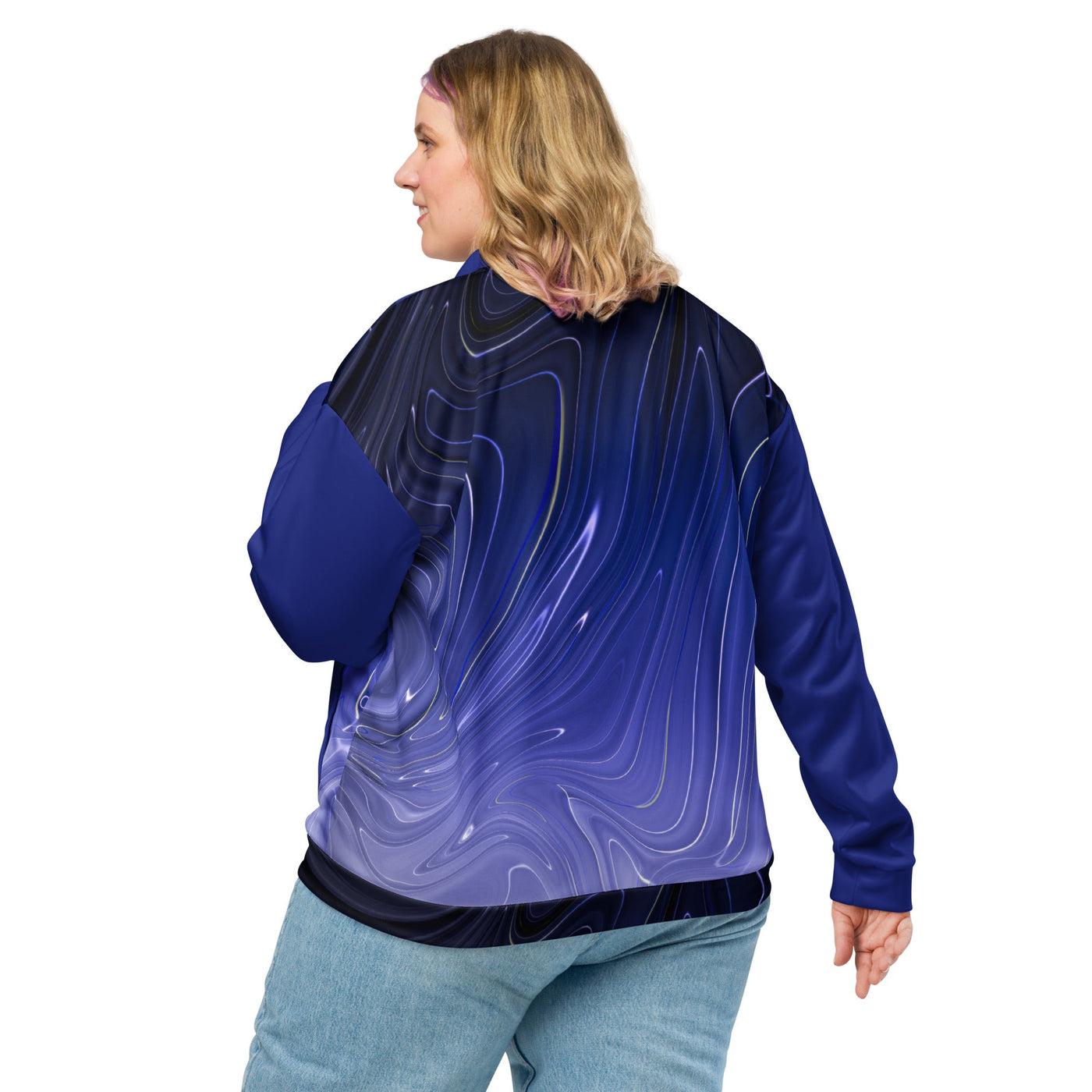 HauteButch Blue Abstract Unisex Bomber Jacket - HAUTEBUTCH