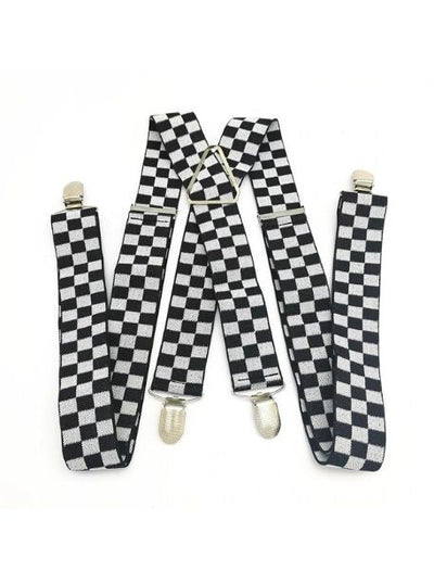 Black & White Checkered Unisex Suspenders - HAUTEBUTCH
