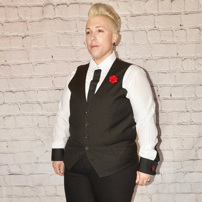 Lieutenant Military Shirt - HAUTEBUTCH - androgynous interview attire, Butch fashion, Button Ups Downs & Tux Shirts, Getaway Ready, interview attire, Lesbian interview attire, lesbian weddings, spo-default, spo-enabled, spo-notify-me-disabled, Striped shirt, tomboy outfits, tomboy shirts, tomboy style, tomboys, TomboyStyle, wedding attire