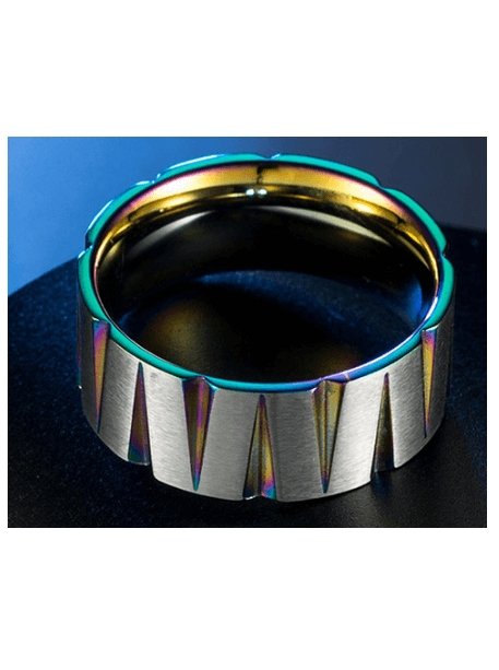 Rainbow Rhombus Stainless Steel Wedding Band - HAUTEBUTCH - Accessorize, Finishing Touches, spo-default, spo-enabled, spo-notify-me-disabled