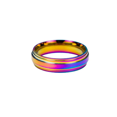 Rainbow Stainless Steel Wedding Band - HAUTEBUTCH - Final Sale, nosizechart, PRIDE, spo-default, spo-enabled, spo-notify-me-disabled