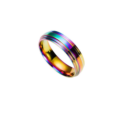 Rainbow Stainless Steel Wedding Band - HAUTEBUTCH - Final Sale, nosizechart, PRIDE, spo-default, spo-enabled, spo-notify-me-disabled